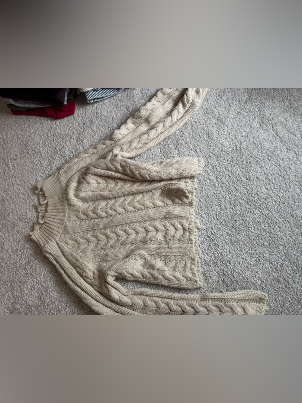 Cable-Knit Crewneck Sweater in Cream